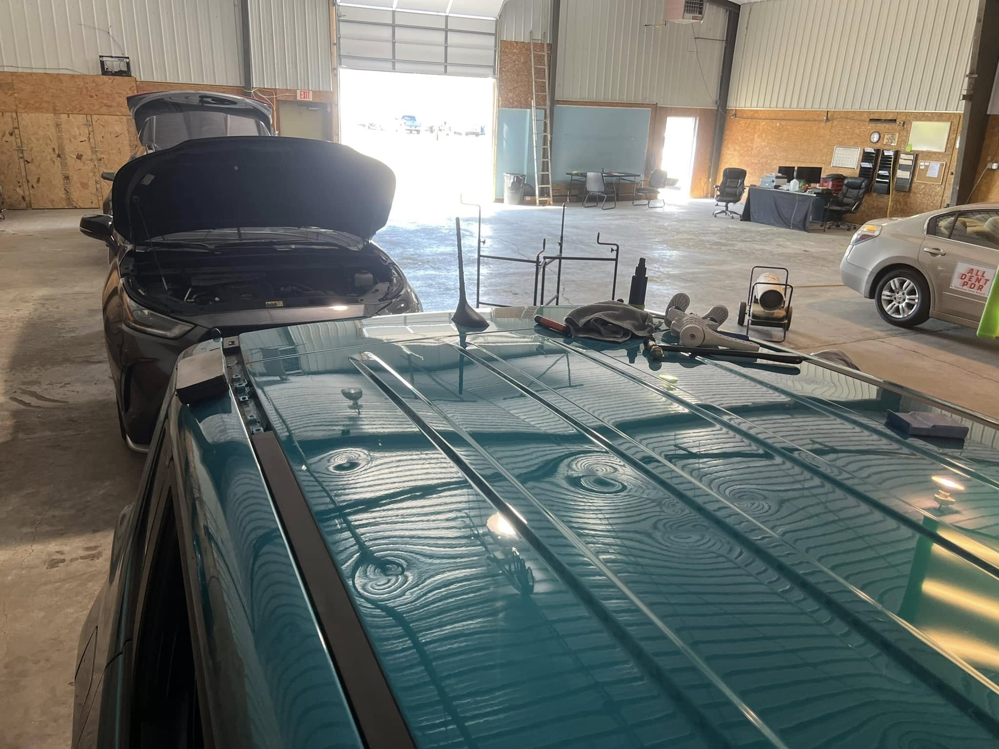 Hail damage before and after repair