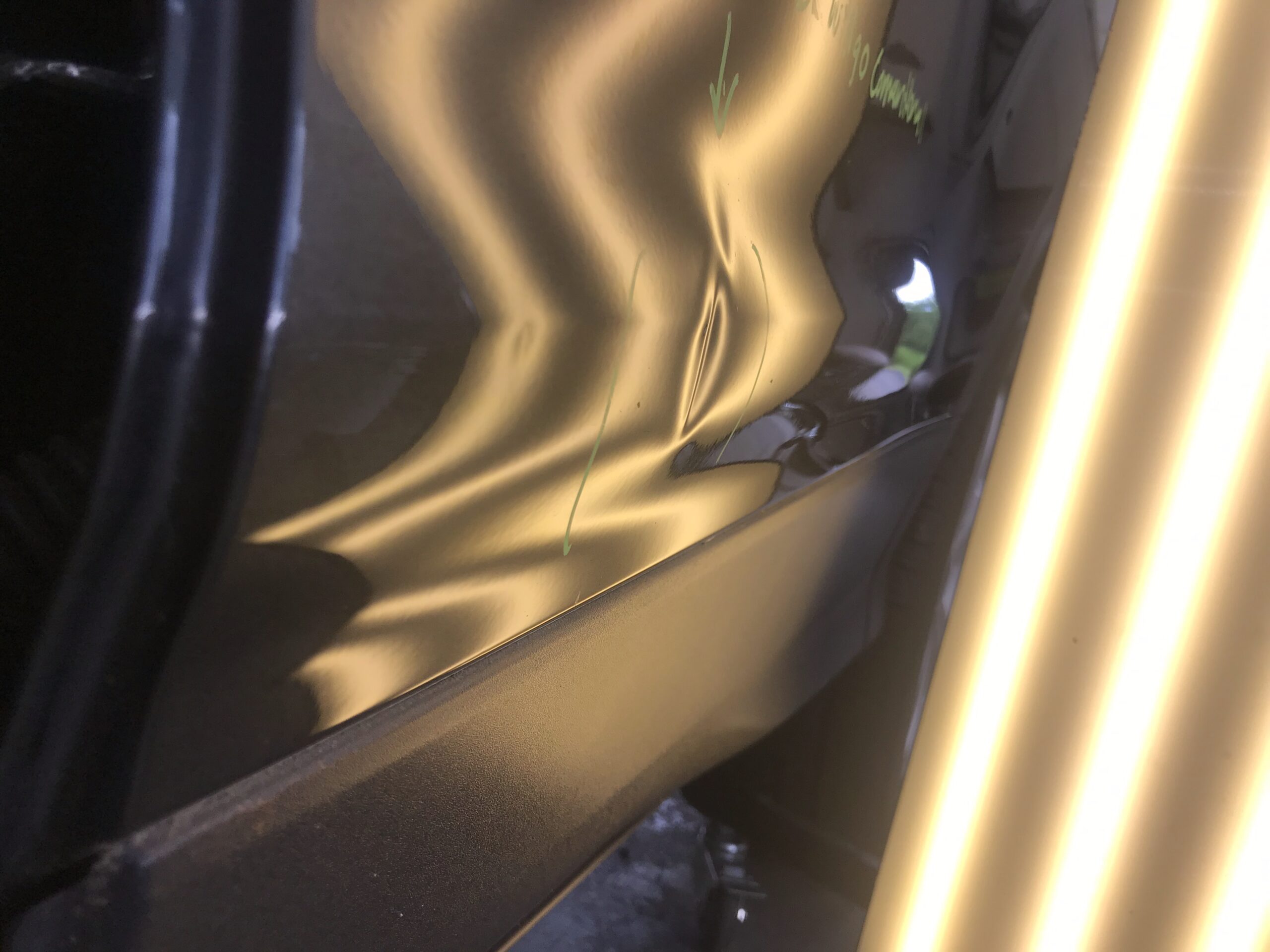 Side dent before and after repair